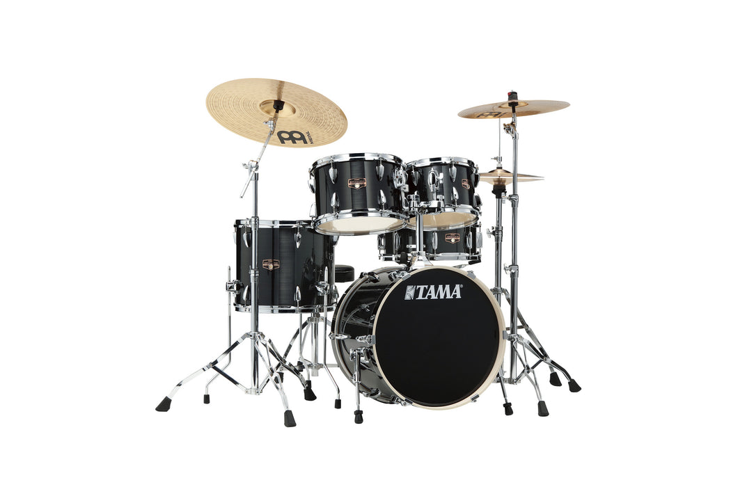 TAMA Imperialstar Drum Set 5 pcs - Hairline Black/Chrome HW + MEINL Cymbals HCS Cymbal Kit/Stage Master Double-Braced Hardware Kit