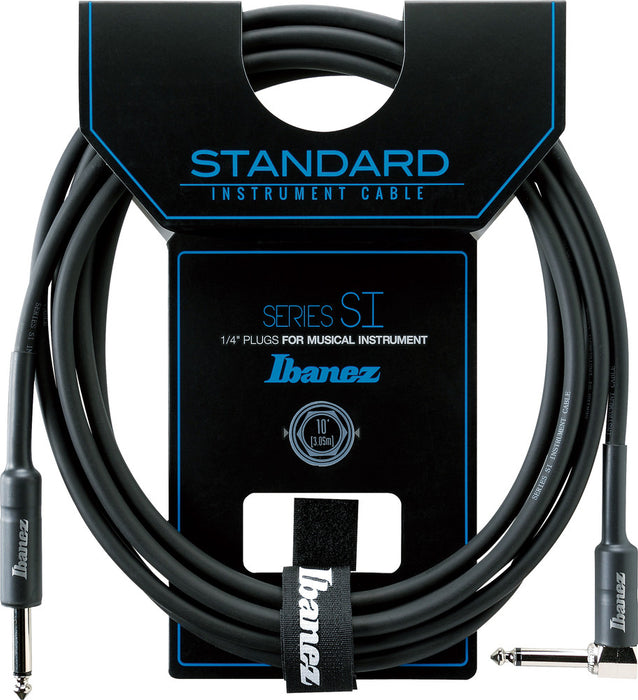 IBANEZ SI Series (Standard) Guitar Instrument Cable- Straight & Right Angle plugs - Male - Male, Black - 3,05 m / 10 ft