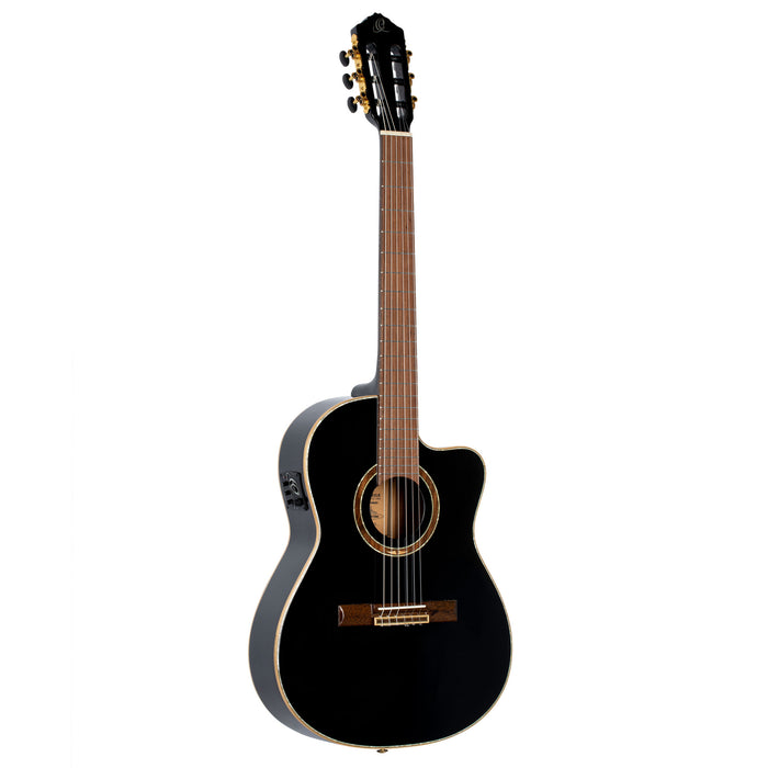 ORTEGA Performer Series 4/4 Thinline Classical Guitar 6-String - Black + Gig Bag