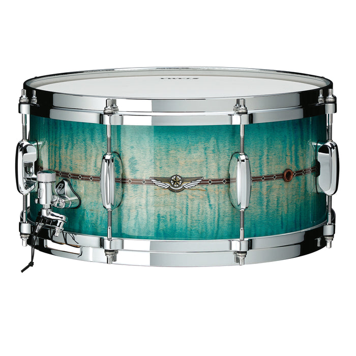 TAMA STAR Maple Snare Drum 14" x 6,5" - Emerald Sea Curly Maple/Chrome HW - Outside Inlay