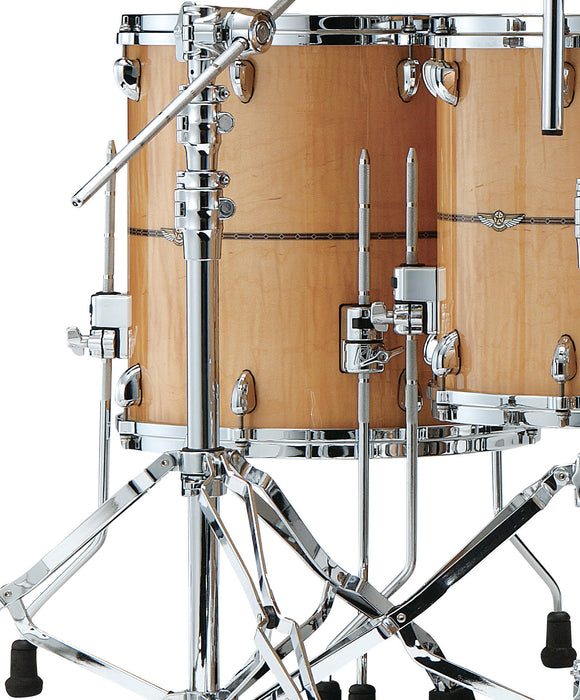 TAMA STAR Maple Floor Tom 14" x 14" - Gloss Natural Curly Maple/Chrome HW/with Inlay (outside)