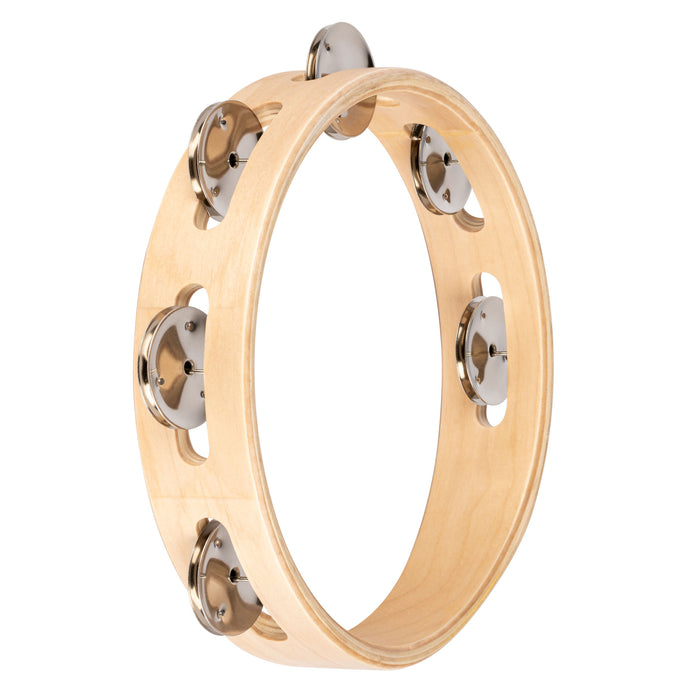 NINO Percussion Single Row Wood Tambourine - 8” Natural