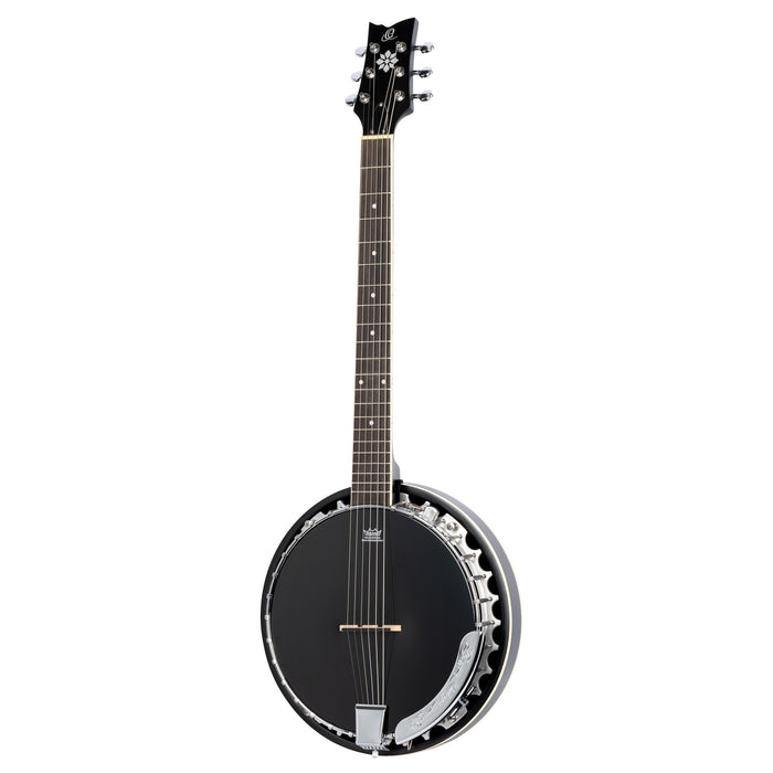 ORTEGA Raven Series Banjo 6 String Lefty - Mahogany Black + Bag