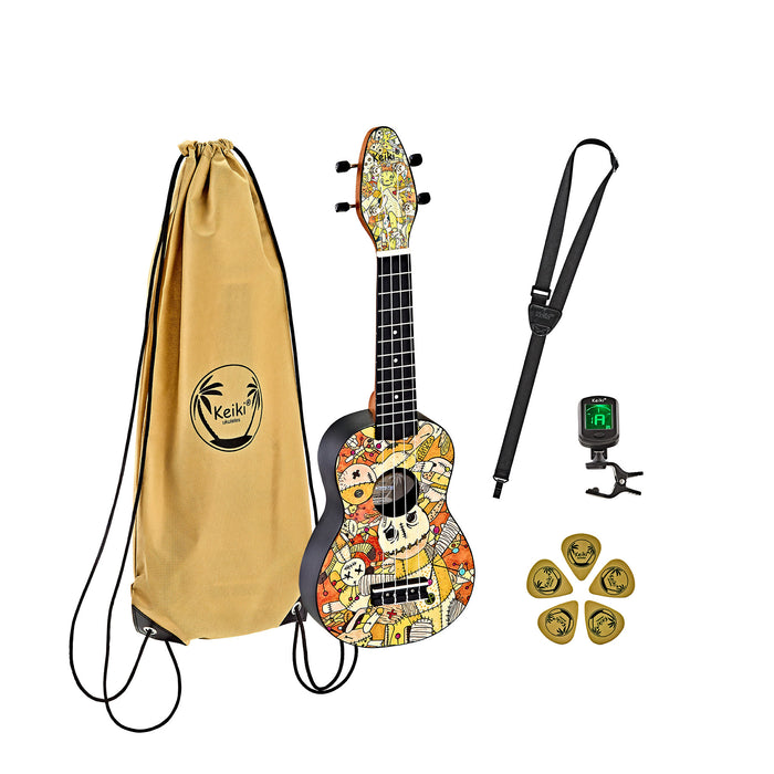 KEIKI K2 Series Soprano Ukulele Set - Agathis / ABS Voodoo Puppet