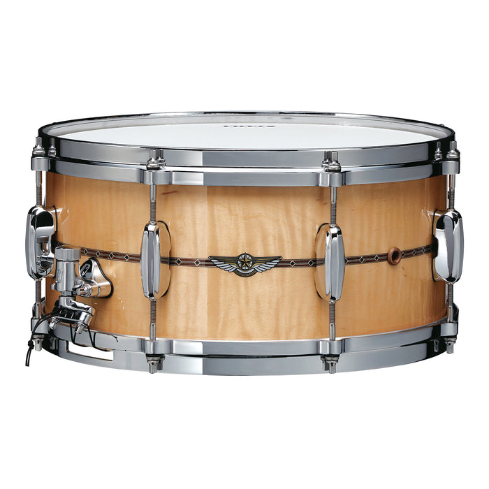 TAMA STAR Maple Snare Drum 13" x 6" - Gloss Natural Curly Maple/Chrome HW - Outside Inlay
