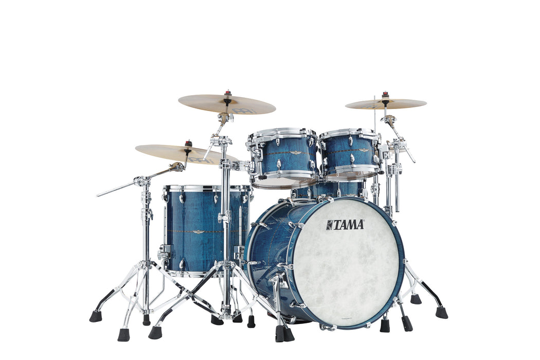 TAMA STAR Maple Shell Kit 4 pcs - Ocean Blue Curly Maple/Chrome HW