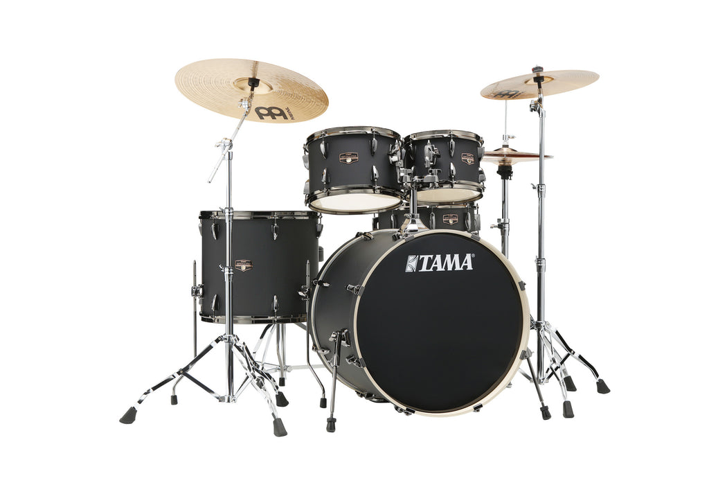 TAMA Imperialstar Drum Set 5 pcs - Blacked Out Black/Black Nickel HW + MEINL Cymbals HCS Cymbal Kit/Stage Master Double-Braced Hardware Kit