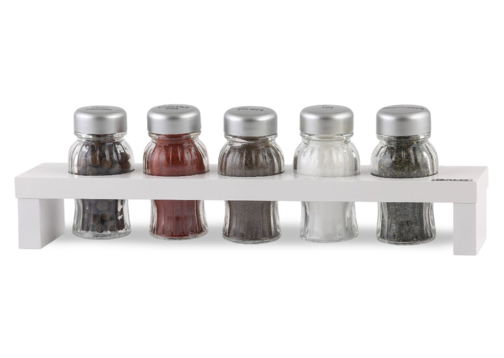 Gald HAGE spice organizer 5 el. white wood cap silver matte 00943