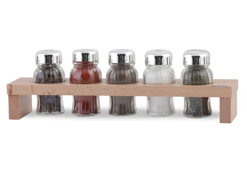 Gald Spice organizer HAGE 5 el. light wood cap silver gloss 00929