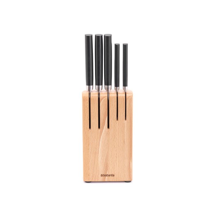 Brabantia Set of 5 knives in wooden block Profile 260483