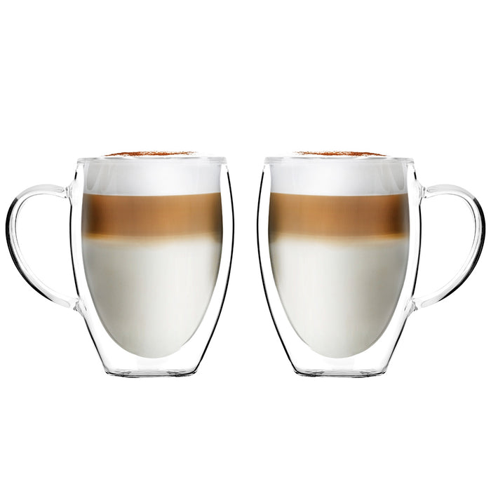 Vialli Design SET of 2 high double wall glasses with handle 360ml NOA 29774