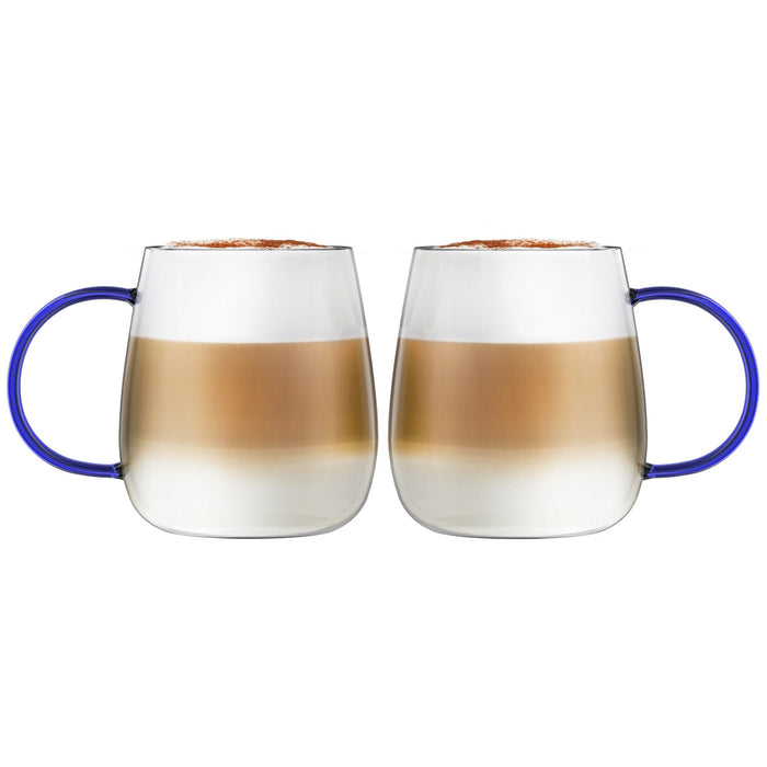 Vialli Design SET of 2 one wall glass with blue handle 400ml BOLLA 1135