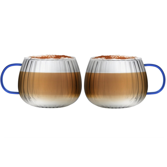 Vialli Design SET of 2 one wall glass with blue handle 350ml TULIP 1180