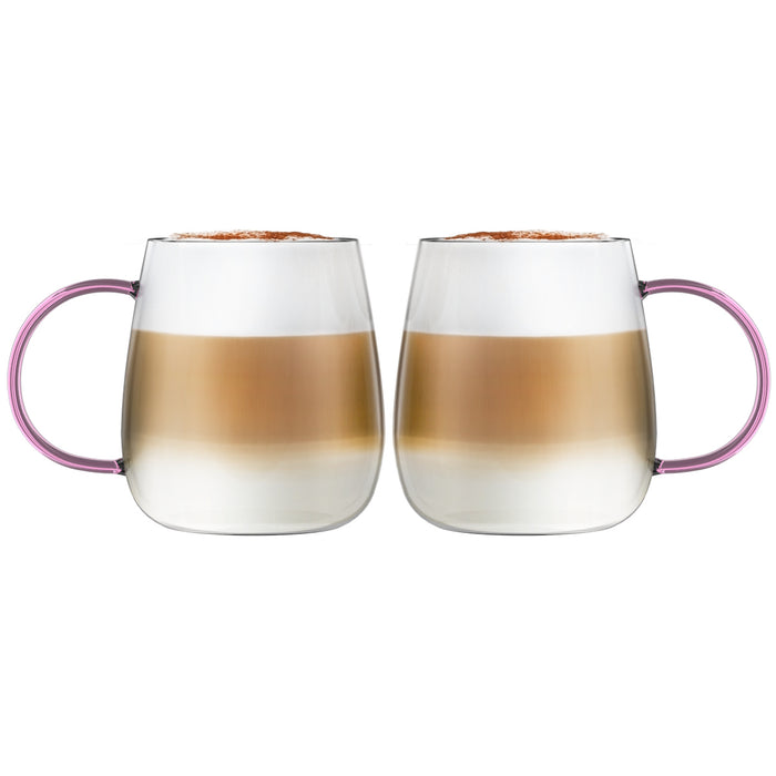 Vialli Design SET of 2 one wall glass with pink handle 400ml BOLLA 1166