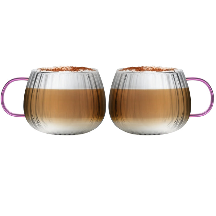 Vialli Design SET of 2 one wall glass with pink handle TULIP 1210