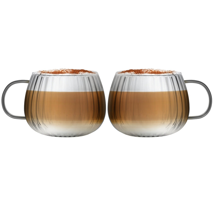 Vialli Design SET of 2 one wall glass with grey handle 350ml TULIP 1203