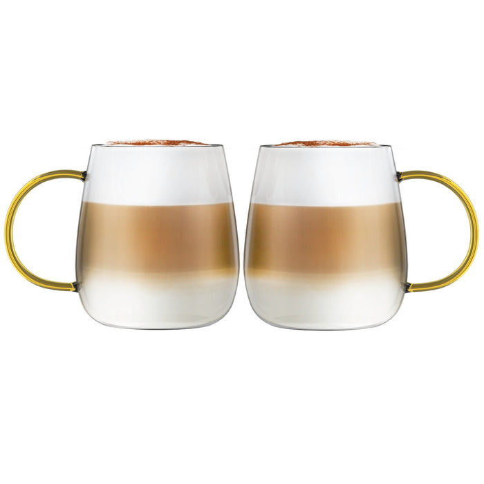 Vialli Design SET of 2 one wall glass with yellow handle BOLLA 1173