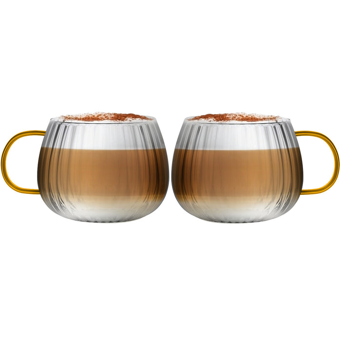 Vialli Design SET of 2 one wall glass with yellow handle 350ml TULIP 1227