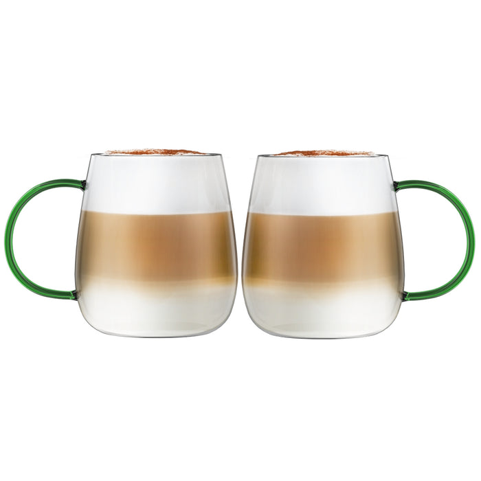 Vialli Design SET of 2 one wall glass with green handle 400ml BOLLA 1142