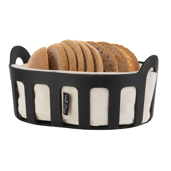 Vialli Design bread basket with cotton insert black LIVIO 9873