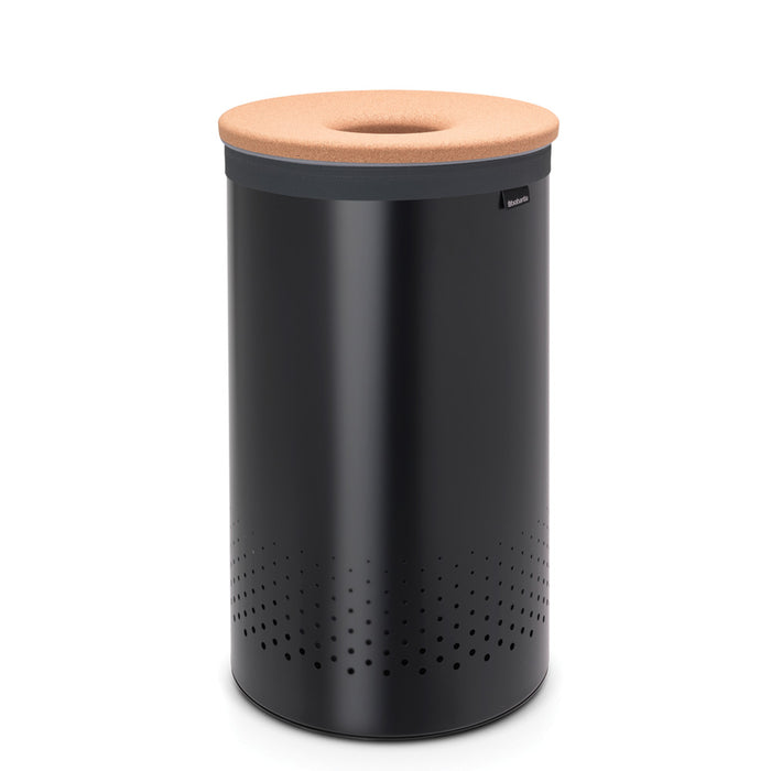 Brabantia Laundry basket 60L matte black with cork lid 120022