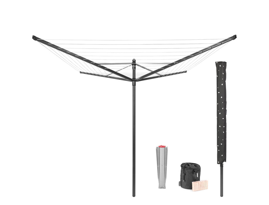 Brabantia Lift-O-Matic 50m anthracite garden dryer for ground + cover and buckles 290503