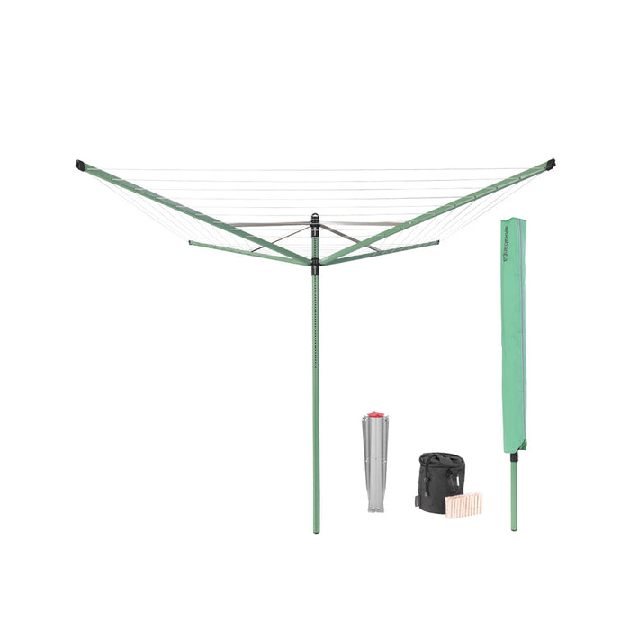 Brabantia Lift-O-Matic 50m green garden dryer for ground + cover and clips 290527