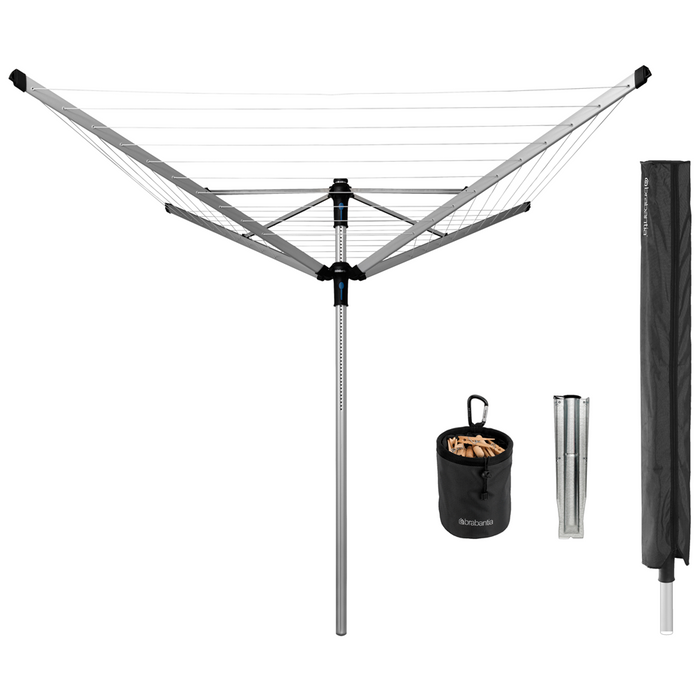 Brabantia Lift O Matic 50m grey garden dryer for ground + cover 100246