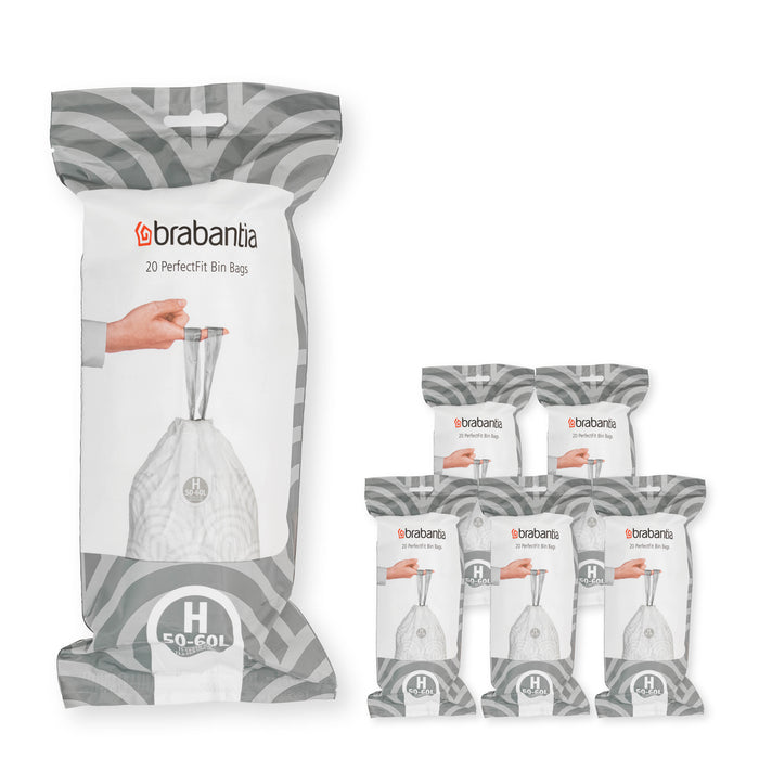 Brabantia PerfectFit garbage bags size H 50-60L 120pcs 6x20 138782