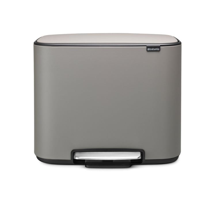 Brabantia Bo 3 x 11L mineral grey pedal waste garbage can 121524