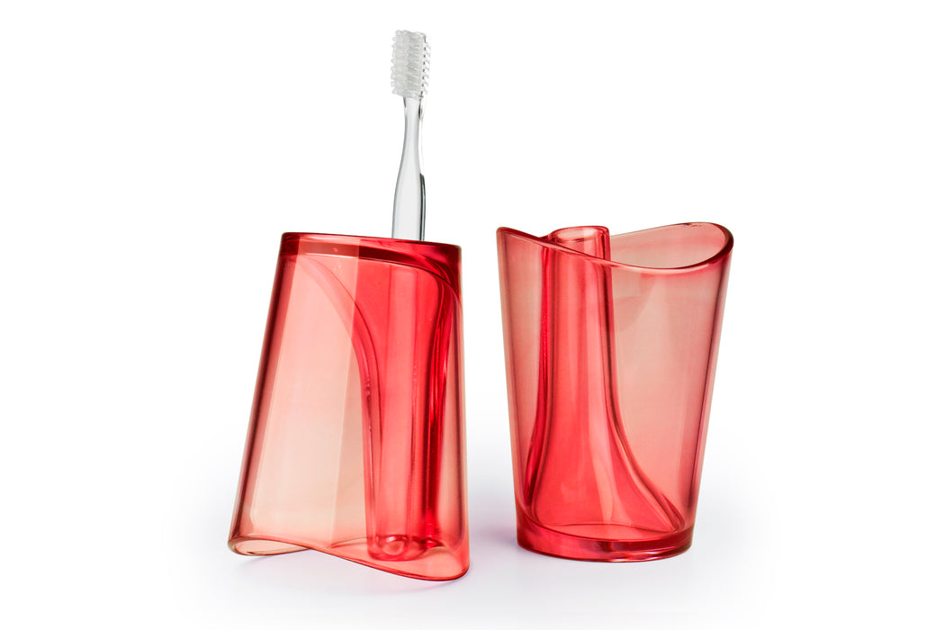 Qualy Flip Cup with toothbrush stand pink 10094-PK