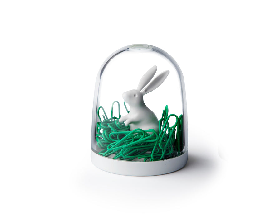 Qualy Paperclip holder rabbit white 10130-WH