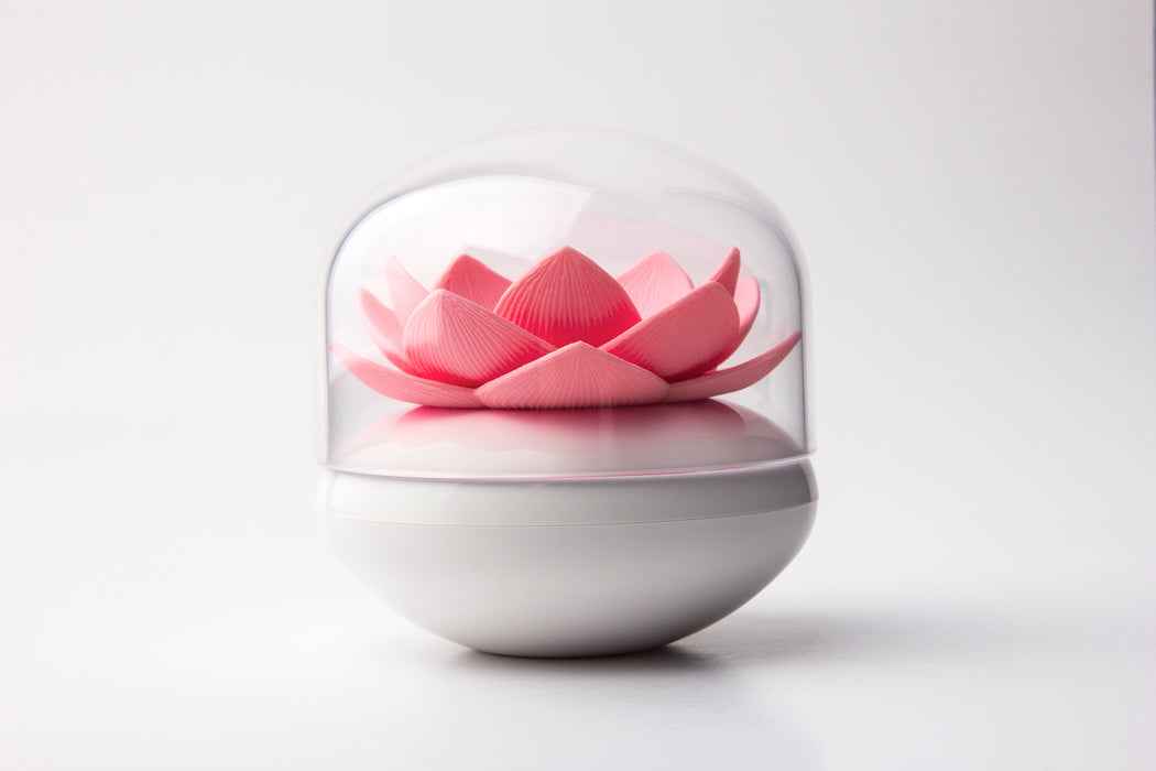 Qualy Lotus ear stick container white and pink 10157-WH-PK