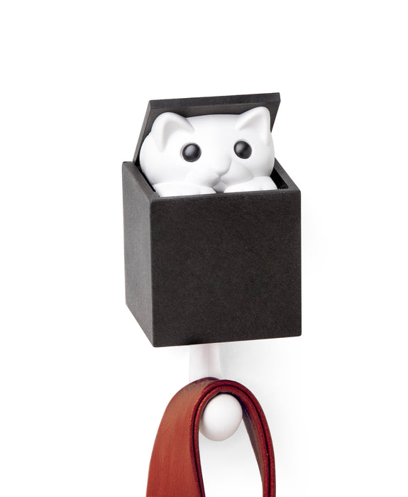 Qualy Kitt-A-Boo hanger white and black 10210-WH-BK