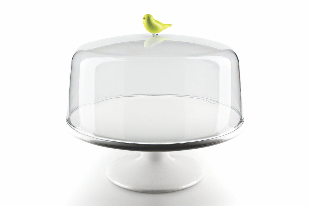 Qualy Sweet Tweet L white and green cake platter 10237-GN