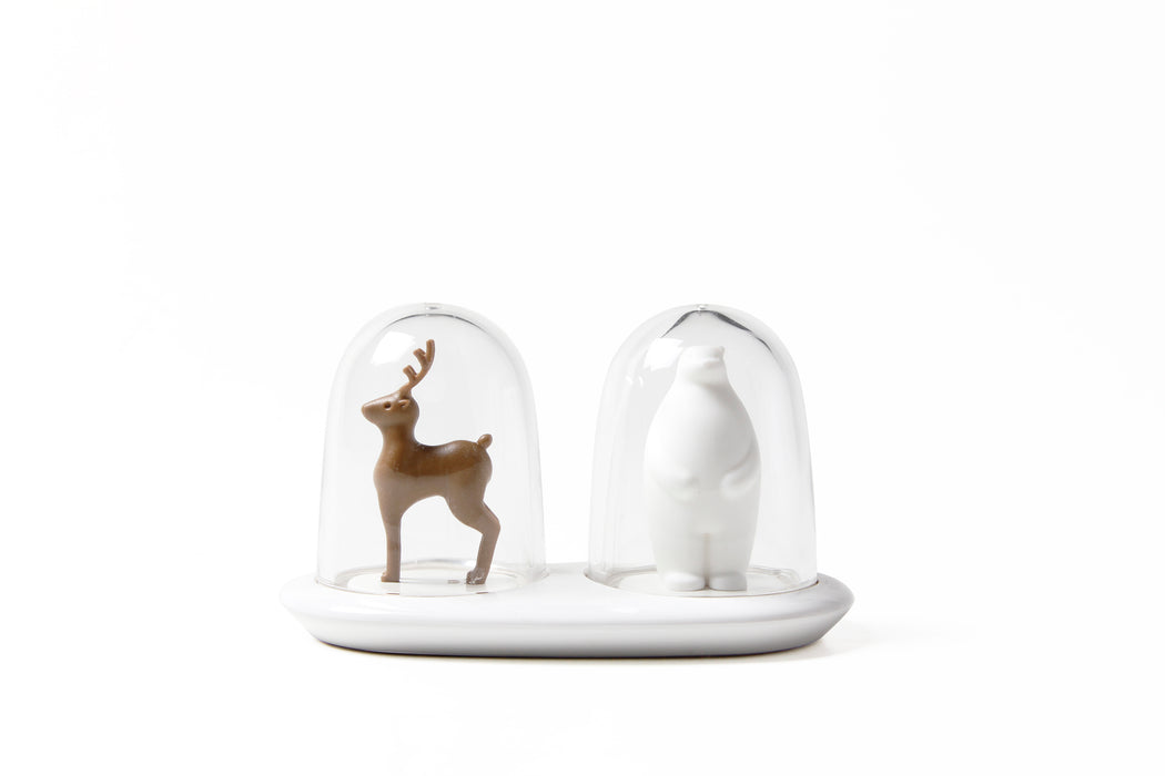 Qualy Wildlife white 10272-WH salt and pepper container set