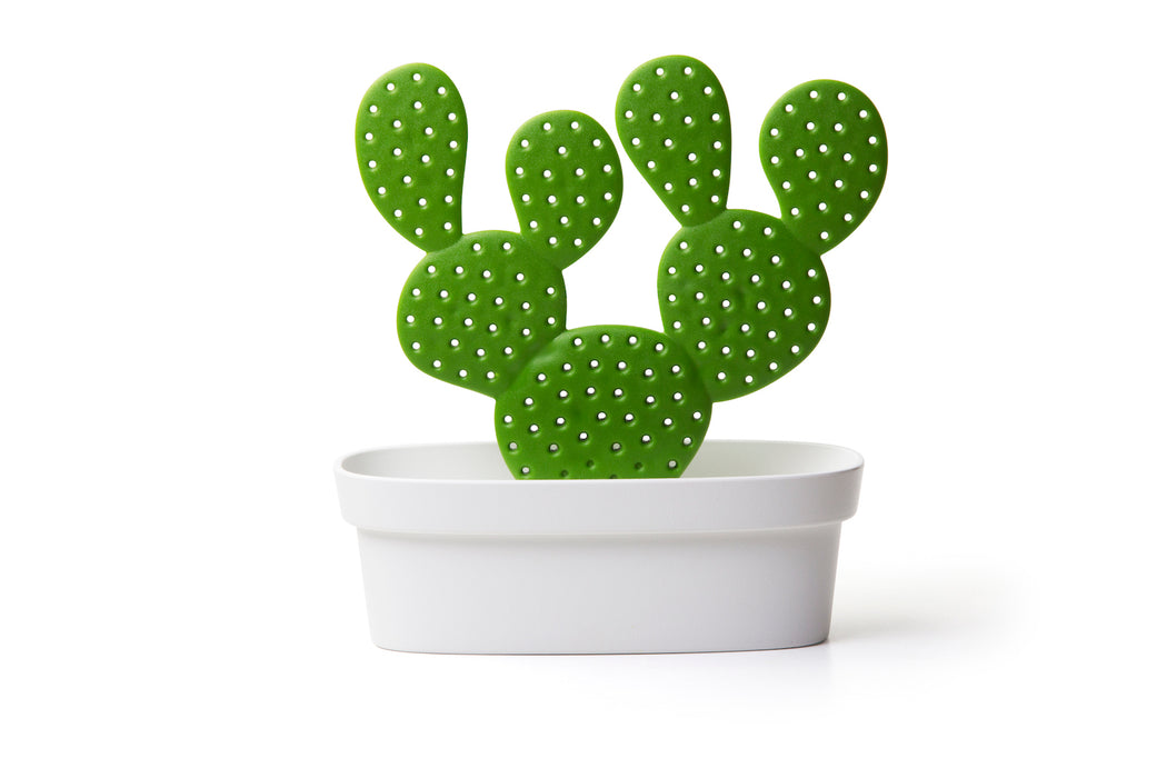 Qualy Caccessories cactus green and white cactus hanger container 10281-WH-GN