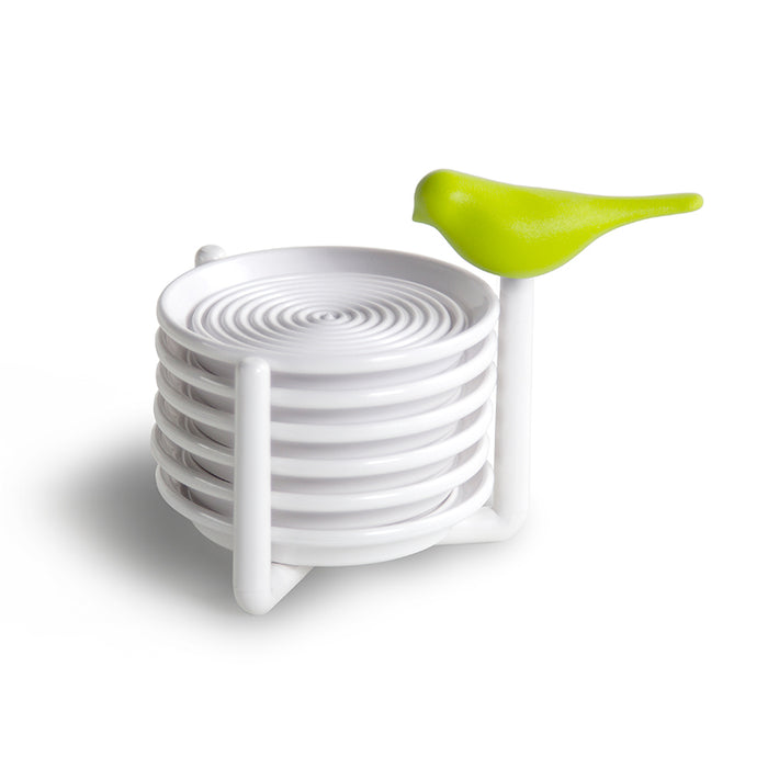 Qualy Sparrow beverage coasters white and green 10303-GN