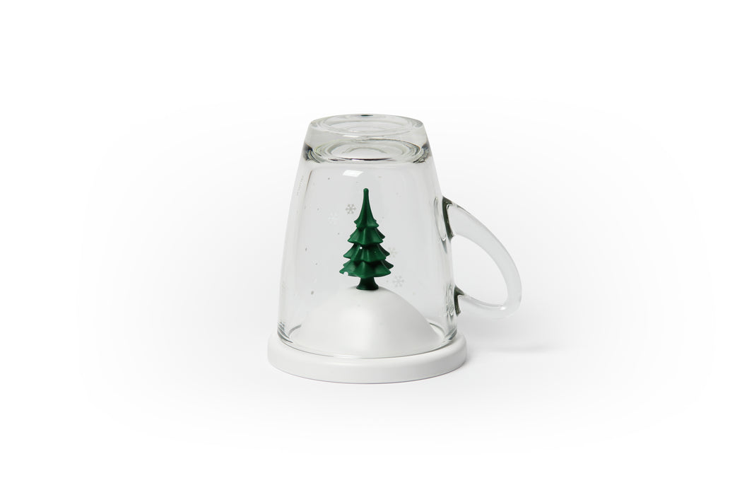 Qualy Mug with saucer winter white and green