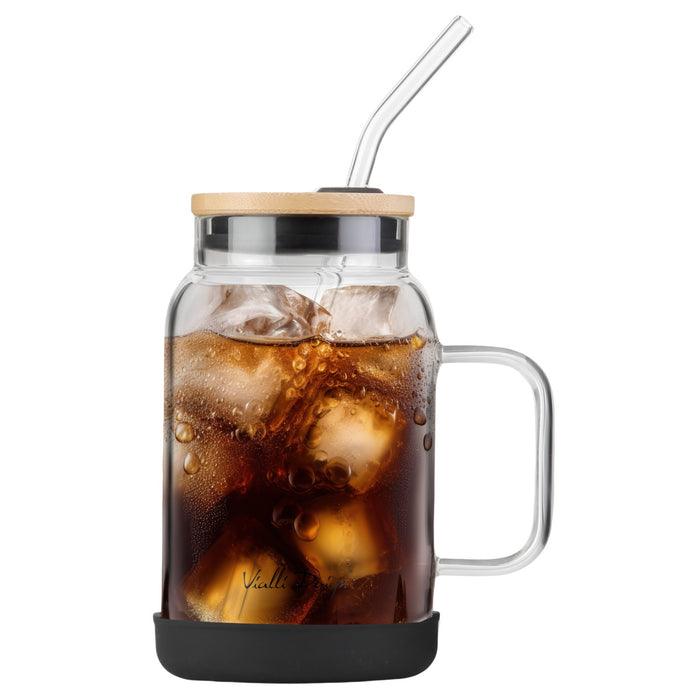 Vialli Design jar with straw 600ml black FUORI 29804