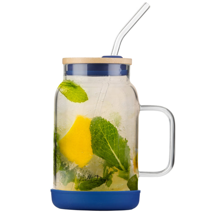 Vialli Design jar with straw 600ml navy blue FUORI 29811