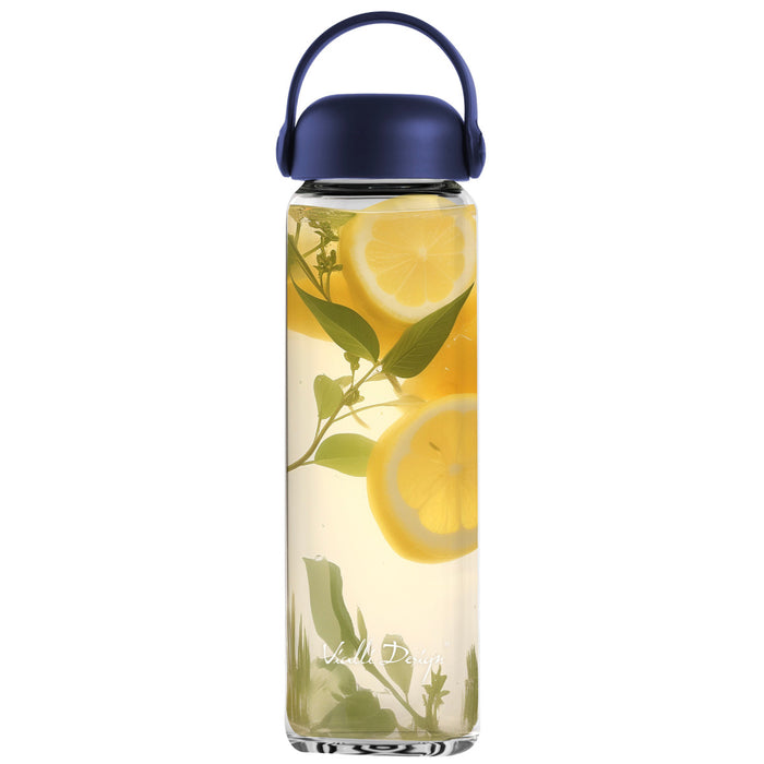 Vialli Design glass water bottle 540ml FUORI navy blue 0244