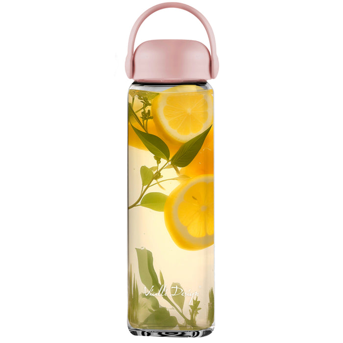 Vialli Design glass water bottle 540ml FUORI pink 0268