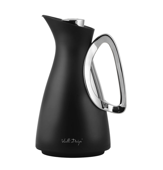 Vialli Design Thermos with glass inner 1l black and silver ALESSIA 29217