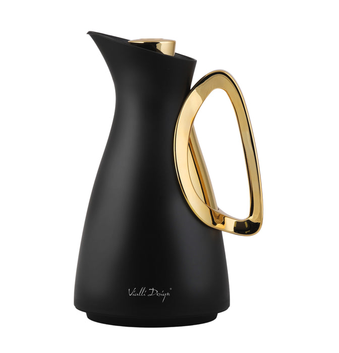 Vialli Design Thermos with glass inner 1l black and gold ALESSIA 29200