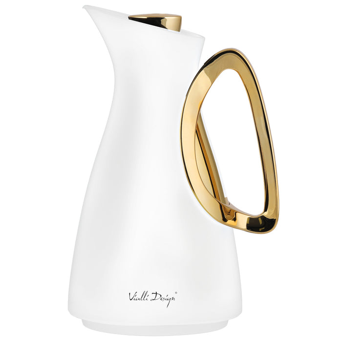 Vialli Design Thermos with glass inner 1000ml ALESSIA white and gold 1043