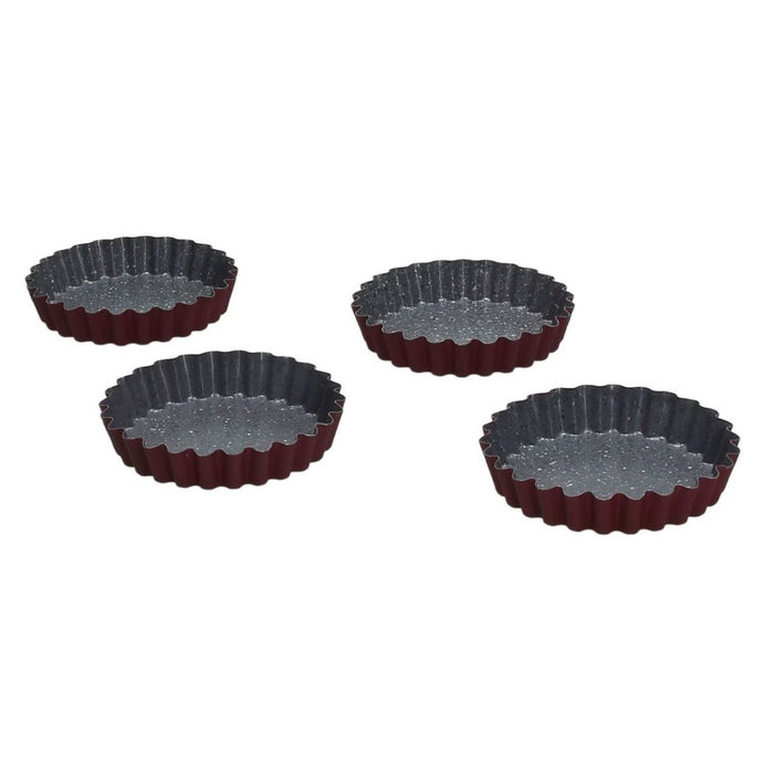 Tognana Zestaw czterech form do pieczenia Tart 10x10cm Bordowe 29679