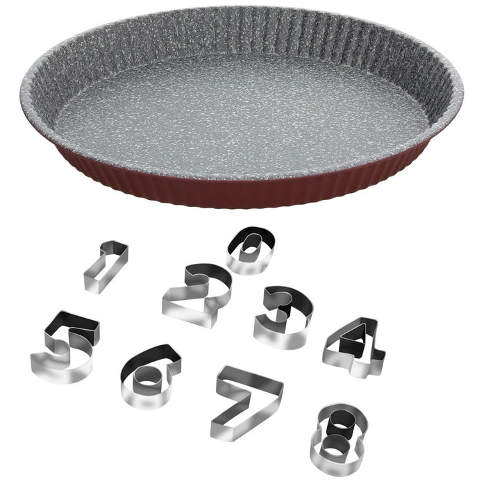 Tognana Blacha do pieczenia 26cm i 10 form srebrny bordowy 29680