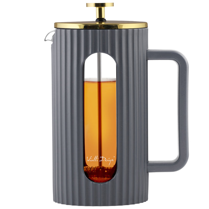 Vialli Design Coffee and tea maker 1000ml LIVIO grey gold 1067