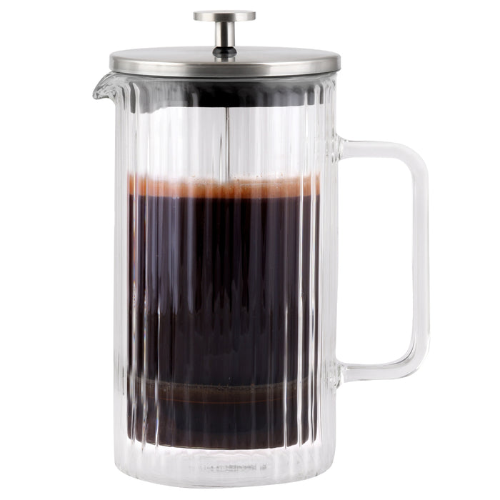 Vialli Design Double wall coffee and tea maker 1000ml matt silver TULIP 0657
